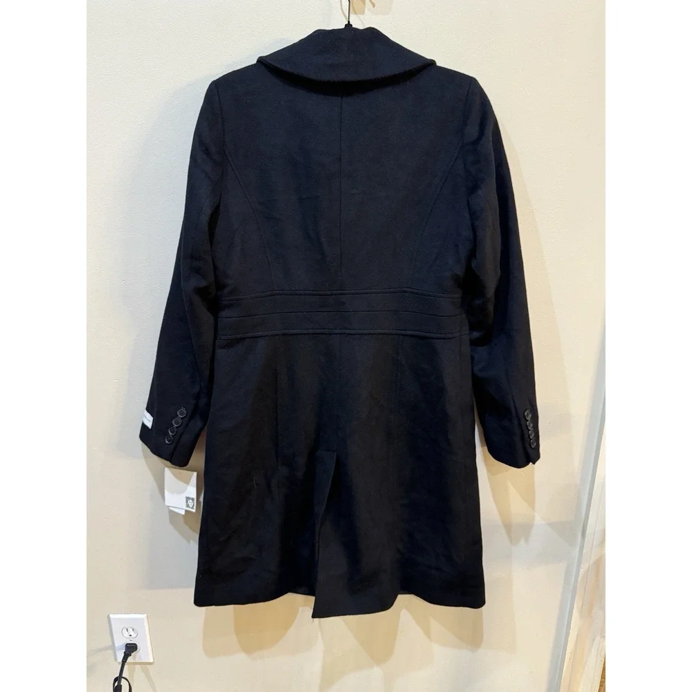 Anne Klein Black Wool CASHMERE Blend Coat Women's Size 4 Classic Tailored Long